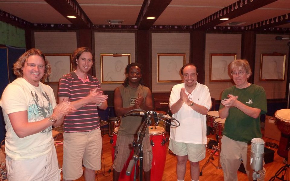 Bimbo Jones with Sergio Mendes in the studio